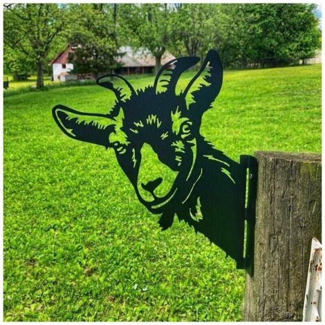 ONTWAY Ziege Metall Schmiedeeisen Outdoor Bauernhof Tier Anhänger Ornament Skulptur Rostige Gusseisen Silhouette für Haus und Garten Dekor