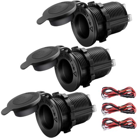 Zigarettenanzünder-Steckdose, 12 V, für Auto, Marine, Motorrad, ATV, Wohnmobil, Zigarettenanzünder, Steckdose, wasserdichter Stecker (3 Stück)