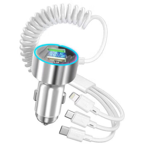Zigarettenanzünder USB, 130 W [Super & 3,1 A] Autoladegerät, 12V USB Adapter Auto Ladegerät, Schnellladegerät Steckdose, Buchse mit LED-Voltmeter, Kompatibel mit i Phone, Samsung, Tablet