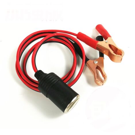 Zigarettenanzünderstecker auf Krokodilklemmen-Adapter, 12 V, für Autobatterien, 1 Stück