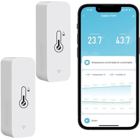 Zigbee Capteur de température et d'humidité sans fil intérieur et extérieur avec notifications d'application à distance et compatible avec l'application Tuya (2 pièce)