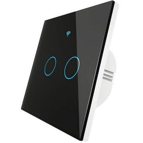 Zigbee Interrupteur mural intelligent, aucun câble neutre/condensateur requis，compatible Smart Life/Tuya/Alexa/Google Home, noir (compatible avec Tuya Zigbee Hub seulement)