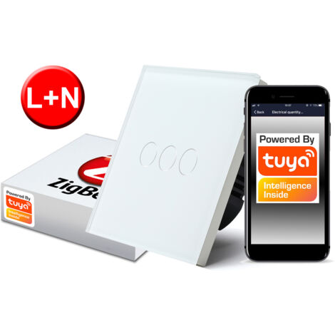 ZigBee TUYA Touch-Schalter 3-polig weiß  L+N