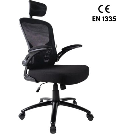 ZIK Sedia da Ufficio Certificata EN 1335 Poltrona Girevole Ergonomica  Presidenziale con Poggiatesta Braccioli , Altezza Regolabile e Supporto Lombare - Nero