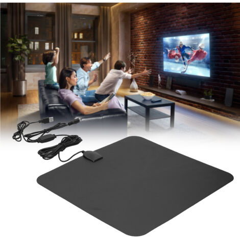 Zimmerantenne für HDTV Modell 200 mit Doppelverstärker für 80 Meilen Empfang, kompakte Kunststoff- und Metallhalterung 33x30x1cm