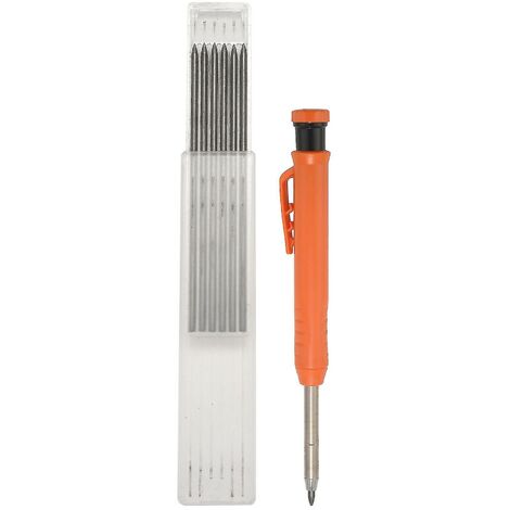 Zimmermannsbleistift-Set mit 7 Ersatzminen, integriertem Spitzer, Bleistift E