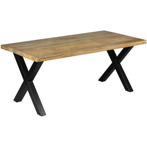 ZINA - Table de Repas 180cm Manguier Massif Piètement X