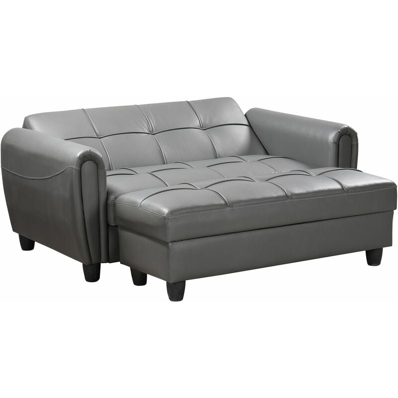 Zinc 2 Seater Sofa Bed With Hidden Storage And Matching Ottoman Bench - Grey - Grey