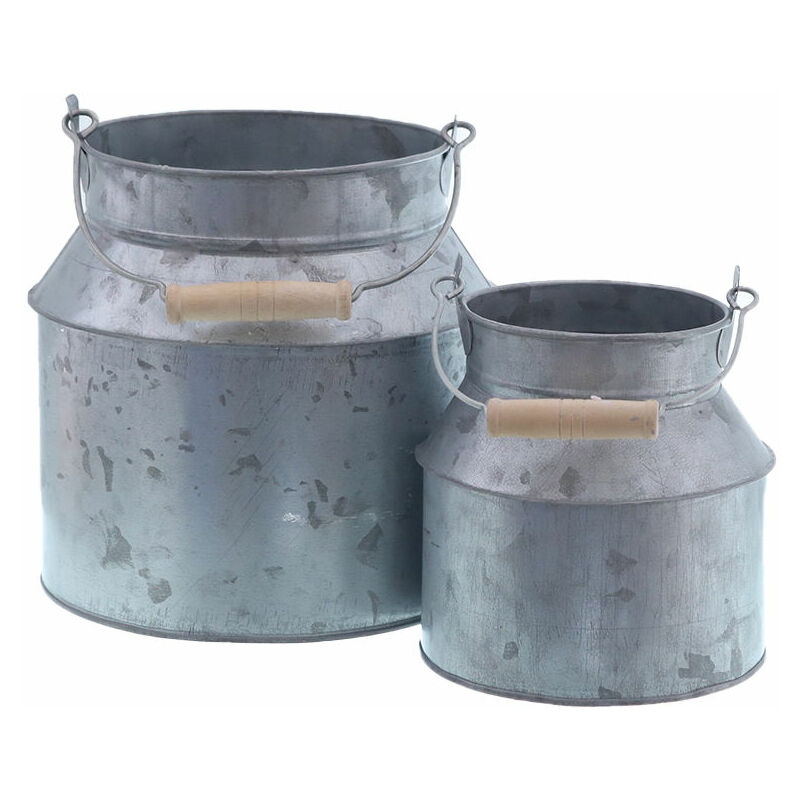 Spetebo - Zinc Déco Pot à lait en set de 2 - 18 / 13 cm