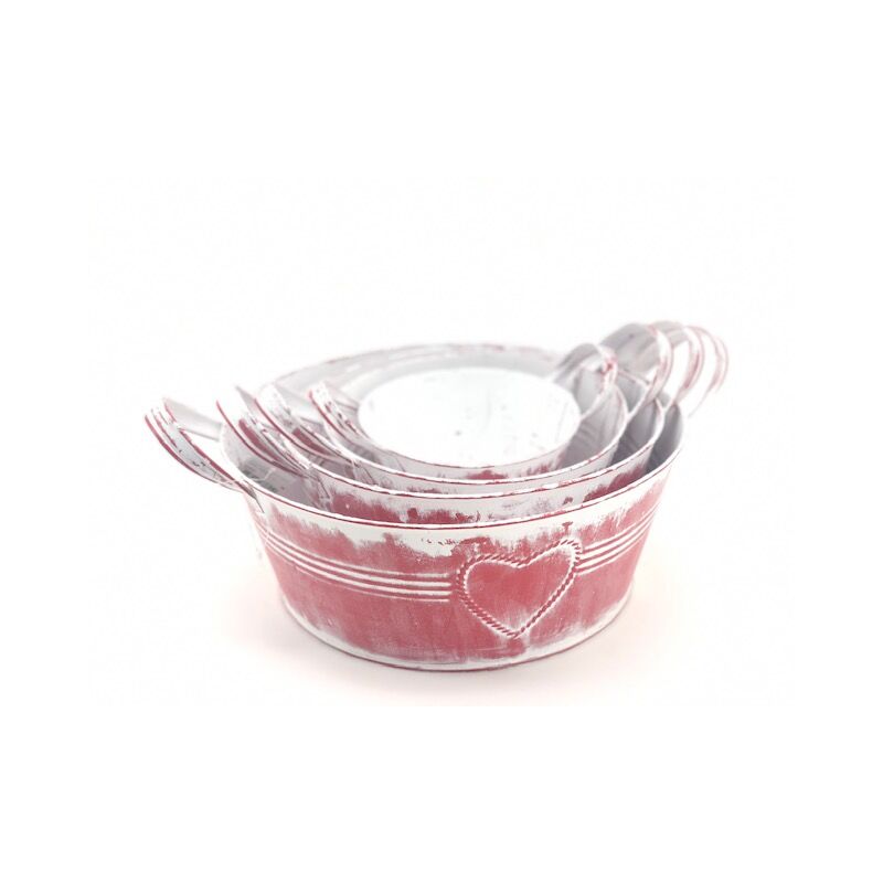 DHG - Zinc Heart Round Pot W/Ear m D20x10H