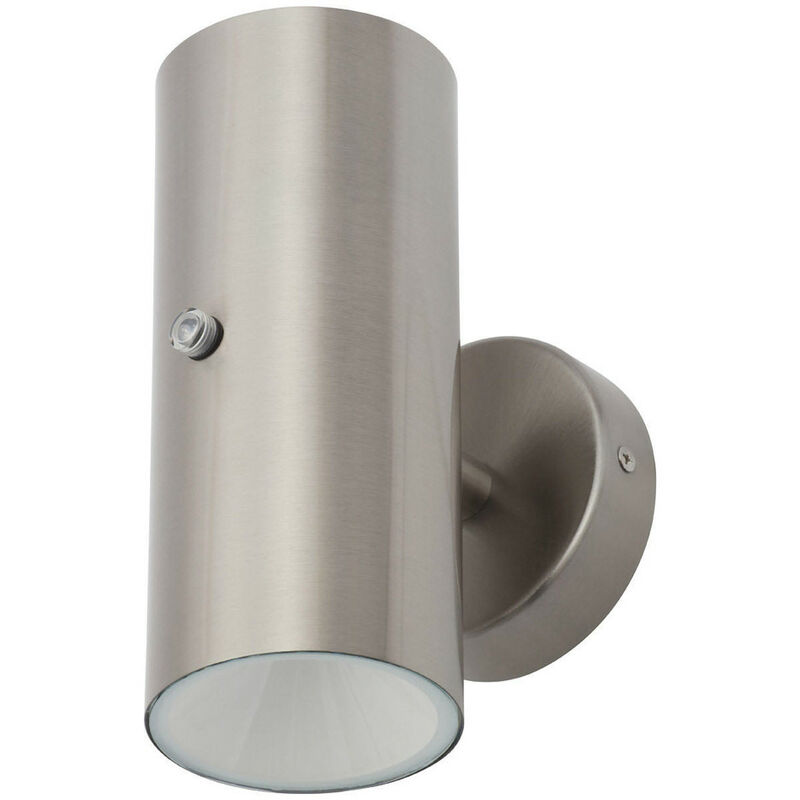 Image of Melo 10W led Outdoor Up and Down Wall Light with Dusk til Dawn Sensor Stainless Steel - Zinc