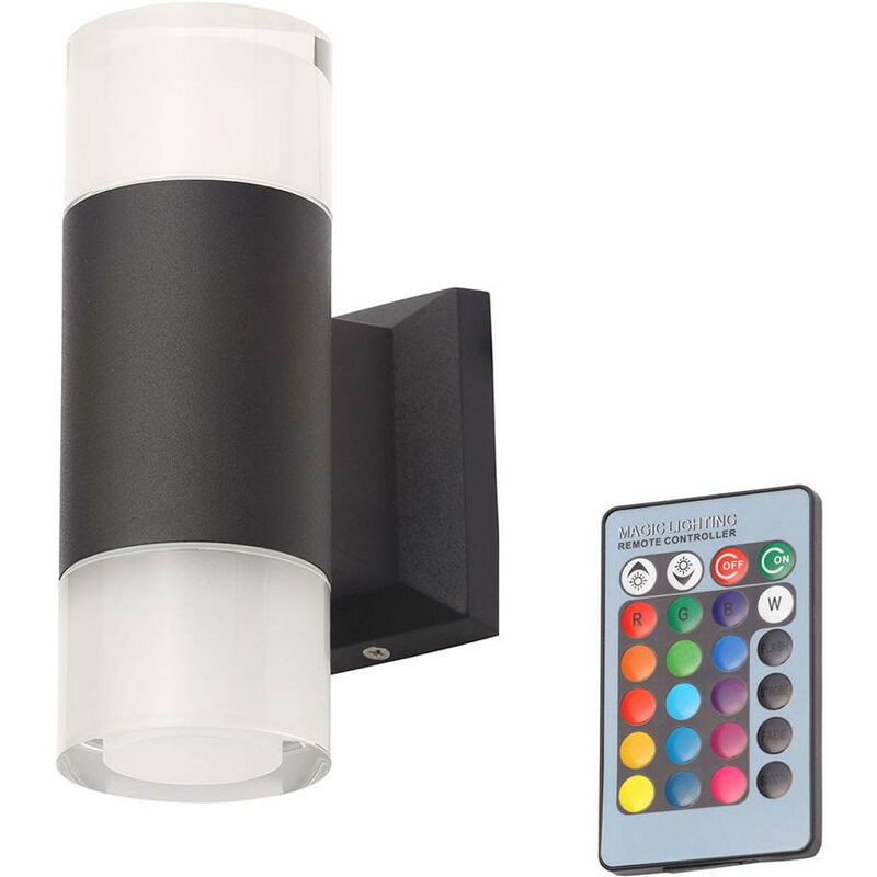 Image of Ashby Remote Colour Changing led Outdoor Wall Light - Black - Black - Zinc