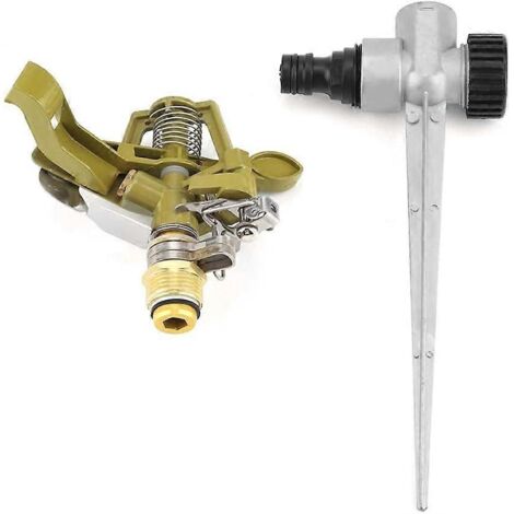 Zinc water sprinkler water-saving garden sprinkler adjustable rotary lawn irrigation system with zinc ground insert (gold silver) (2pcs)