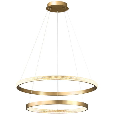 Zing Ring Double 80 A – LED-Kronleuchter 80 cm, zwei Ringe, Goldmessing