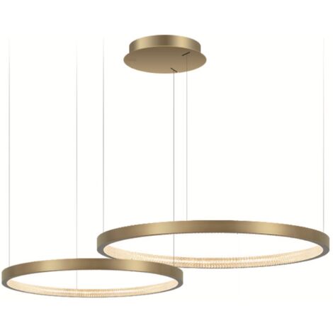 Zing Ring Double 80 B – LED-Kronleuchter 80 cm, zwei Ringe, Goldmessing