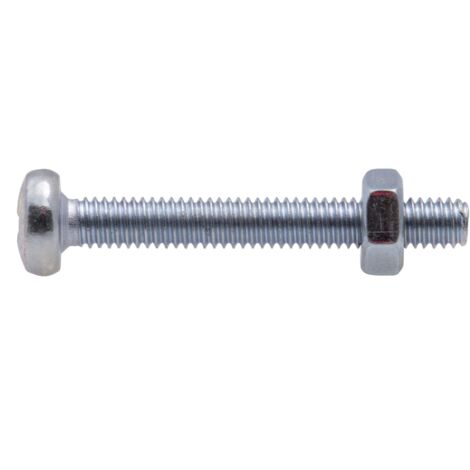 Zinkschraube mit zylindrischem, bombierten Kopf PZ Kreuzschlitz Viswood  Ø 6x20 mm (Packung mit 12 Schrauben+Muttern)