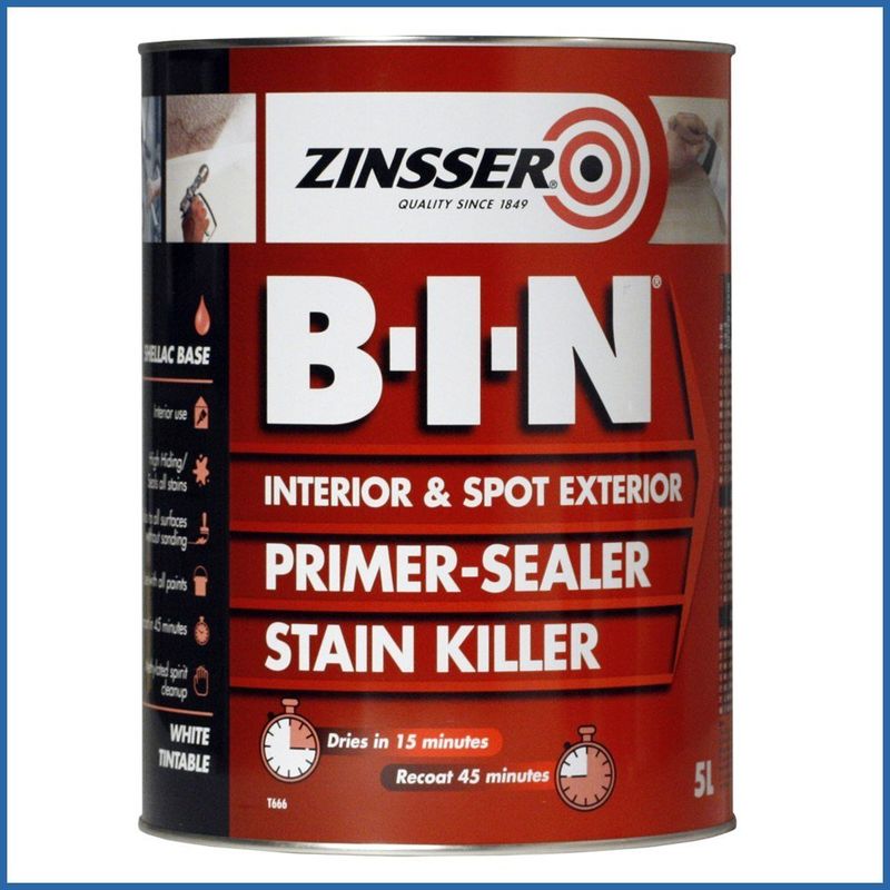 Bin Primer Sealer - Stain Killer Paint - White - 2.5L - White - Zinsser