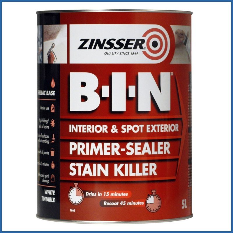 Zinsser - BIN Primer Sealer - Stain Killer Paint - 5 LITRE