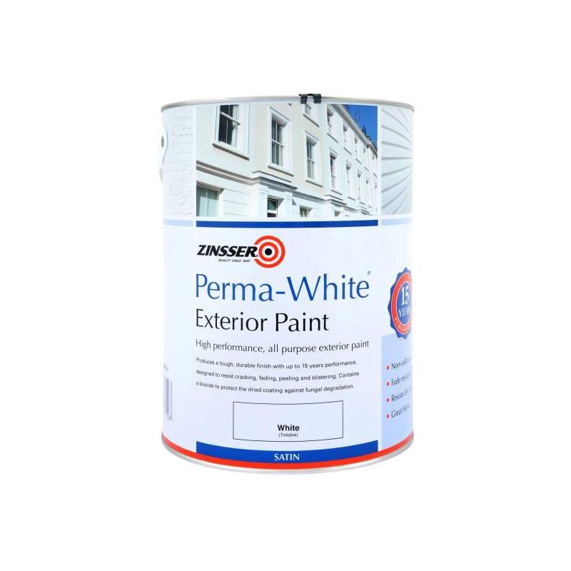Perma White Exterior Paint - Satin - 2.5L - Zinsser