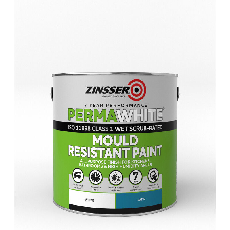 Perma White Interior Paint - Satin - 2.5L - White - Zinsser