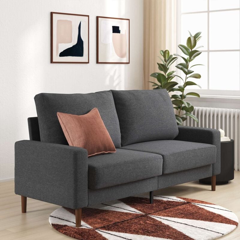 Zinus - Canapé 2 personnes, Loveseat sofa en tissu Gris, Canapé design Contemporain avec accoudoirs carrés, Canapé pour salon, Garantie 2 ans