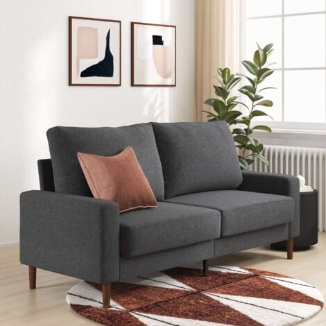 Zinus Canapé 2 personnes, Loveseat sofa en tissu Gris, Canapé design Contemporain avec accoudoirs carrés, Canapé pour salon, Garantie 2 ans