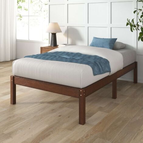 Zinus Emma Lit 1 personne, Lit 90x190 cm, Cadre de lit en bambou et bois, Hauteur 28 cm, Design Écologique et Durable, Marron