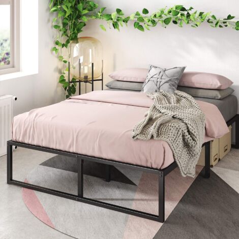 ZINUS Lorelai 36 cm Telaio del letto a piattaforma in metallo  Supporto doghe in metallo  Spazio di archiviazione sotto al letto  Facile da montare  120 x 190 cm  Nero