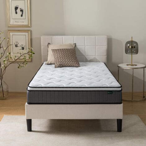 Zinus Materasso Singolo Tight Top 80x190 cm - 80x190 a molle insacchettate Ortopedico - Materasso ibrido con 3 cm di schiuma confortevole - Altezza 25 cm - Comfort Ergonomico - Certificato OEKO-TEX