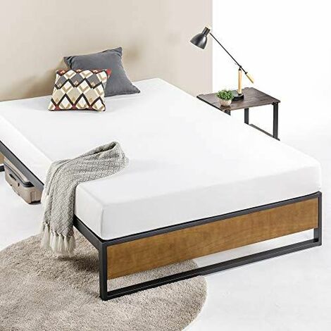 ZINUS Suzanne 36 cm Cadre de lit en bois et en métal Support à lattes en bois Assemblage facile 180 x 200