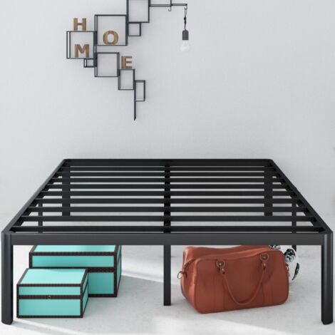 Zinus Van Struttura Letto In Metallo Con Gambe Curve, 140 x 190 cm, Altezza 40 cm, Doghe Del Materasso In Metallo, Non È Necessaria La Rete, Montaggio Facile, Nero