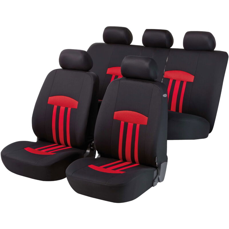 WALSER  - zipp-it Basic Kent - housses de si&egrave;ge auto rouges avec syst&egrave;me de fermeture &eacute;clair