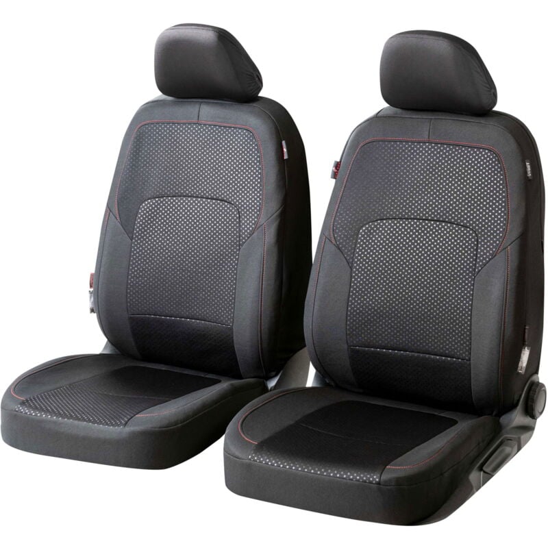 Zipp it Premium Housse de sièges Logan pour deux sièges avant avec système de fermeture éclair noir/rouge