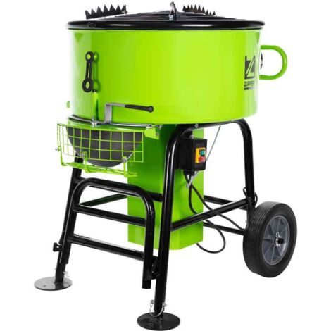 Zipper – Bétonnière 120 L 1100 W – Moteur 230 V – Support de godet rabattable – Pour mélanges lourds et chantiers humides