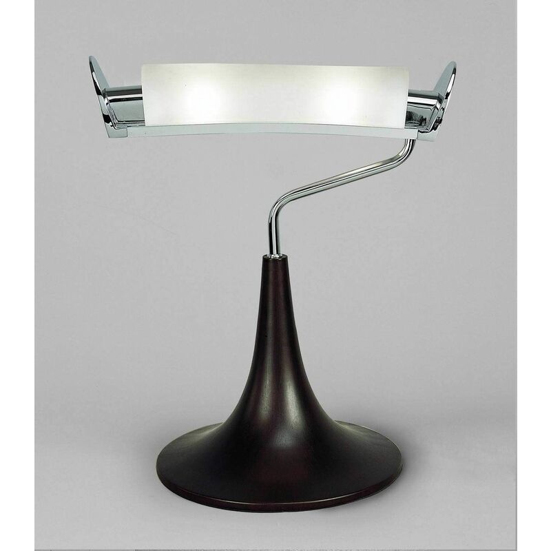 09diyas - Zira Table Lamp 2 Bulbs G9, polished chrome / frosted white glass / Wenge