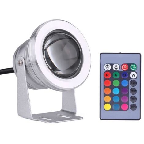 ZJCHAO Lumière LED extérieure marine 10W 12V RGB, spot étanche avec télécommande, blanc.
