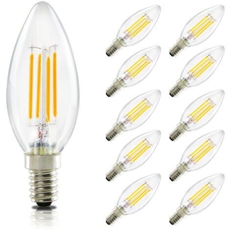 ZMH 10 Pièces Ampoule LED E14: Ampoule Bougie 4W 2700K, Filament Rétro Edison C35, Ampoule Vintage à Économie d'Énergie en Verre, Lumière Chaude - Non Dimmable