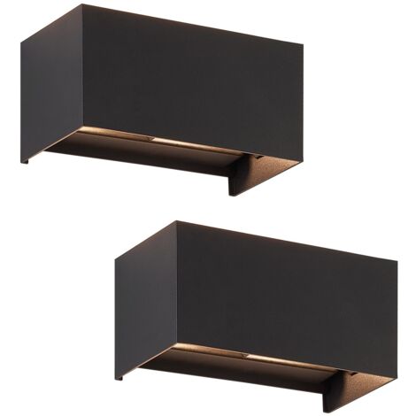 ZMH 2 pcs Appliques Murales Intérieures - Lampe Murale Extérieure Noire à LED, Étanche IP65, Lumière Blanche Chaude Réglable G9,Projecteur Mural à Double Sens d’Éclairage pour Salon, Jardin, Terrasse
