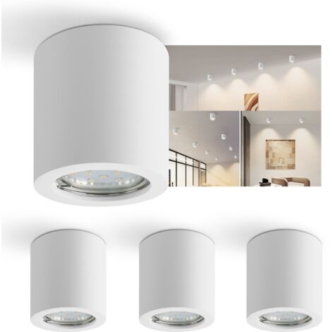 ZMH 4x spot de construction blanc Spot de construction rond: spots de plafond GU10 Spots de plafond Lampe de plafond 230V en plâtre Lampe de construction petite Lampe de plafond Max.40W- Sans ampoule