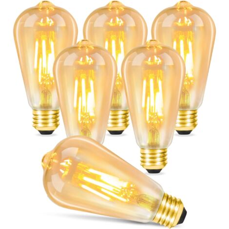 ZMH 6 Ampoules LED 4W eq 40W, E27 Ampoule à filament 2700K Blanc Chaud Vintage Edison Bulb Verre Economie d'Energie - Non Dimmable