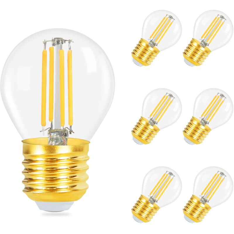 ZMH Ampoule LED E27 : 6 pièces ampoule Edison vintage blanc chaud ampoule rétro G45 2700K ampoules 4W -source de lumière à filament lampe à économie