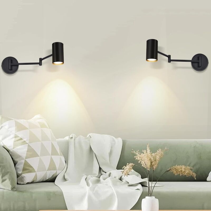 Applique Murale d'intérieur Noir - Lot de 2 Appliques Murales Vintage Chambre Applique GU10 pour Salon Couloir - sans Ampoule - ZMH