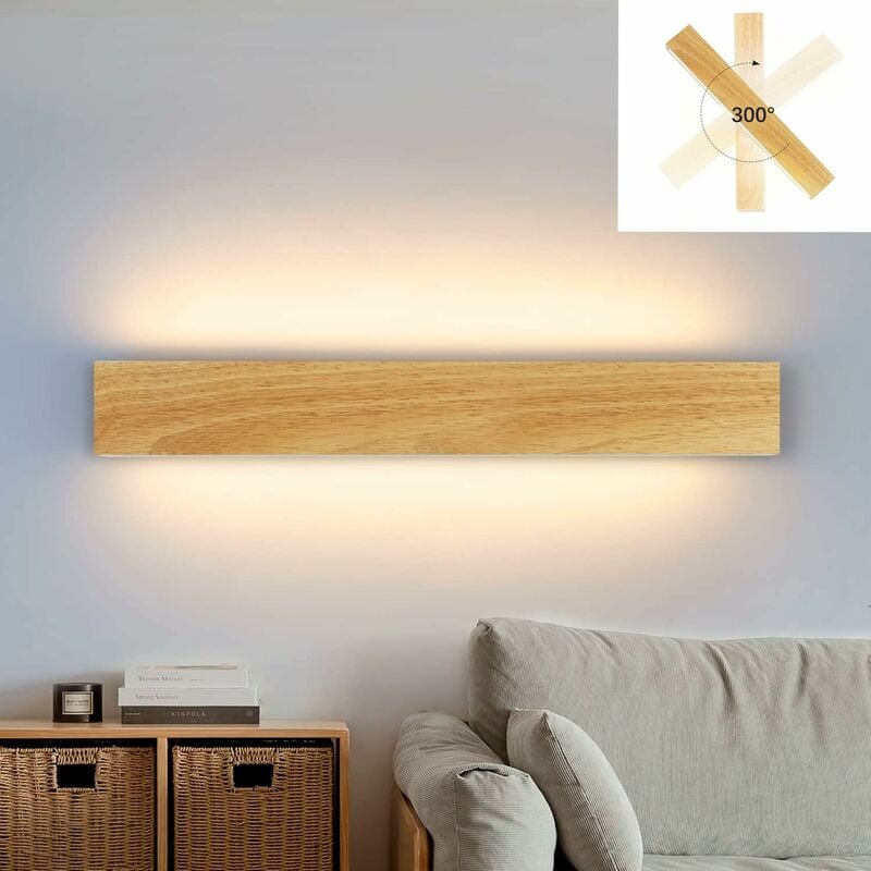 Applique led intérieure Applique : 52CM Bois Moderne Lampe de couloir Up et Down Design 17W Lampe de cage d'escalier Indirecte 3000K Blanc chaud