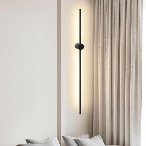 ZMH Applique Murale Interieur LED - Moderne Noir Rotative 8W Lampe Murale 3000K Blanc Chaud Lampe de Nuit pour Couloir Salon Chambre Escalier Cuisine - 100CM