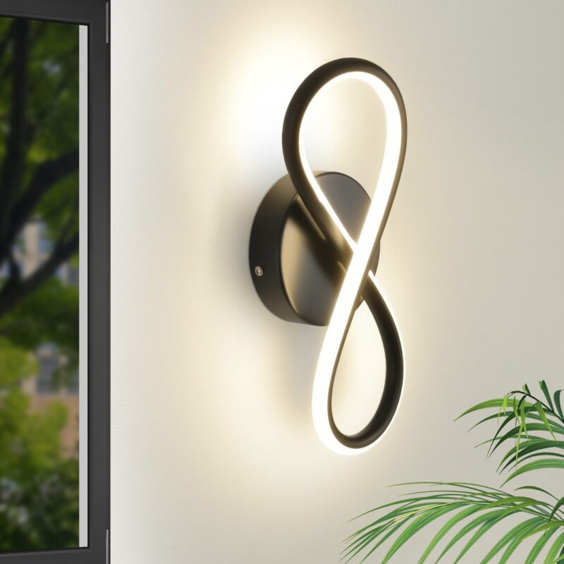 Applique Murale led d'intérieur Noir : Applique Murale pour Escalier Chambre Salon Couloir Design Moderne Cool 7W Design Courbe Appliques Murales