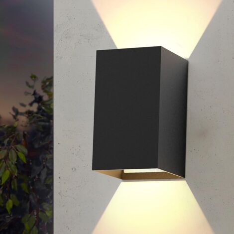 ZMH Applique murale LED Intérieur / Extérieur, Up Down Lampe 5W Noir 3000K Blanc chaud IP65 étanche 10x20cm avec Angle de faisceau réglable pour salon Entrée Jardin Salle de bains