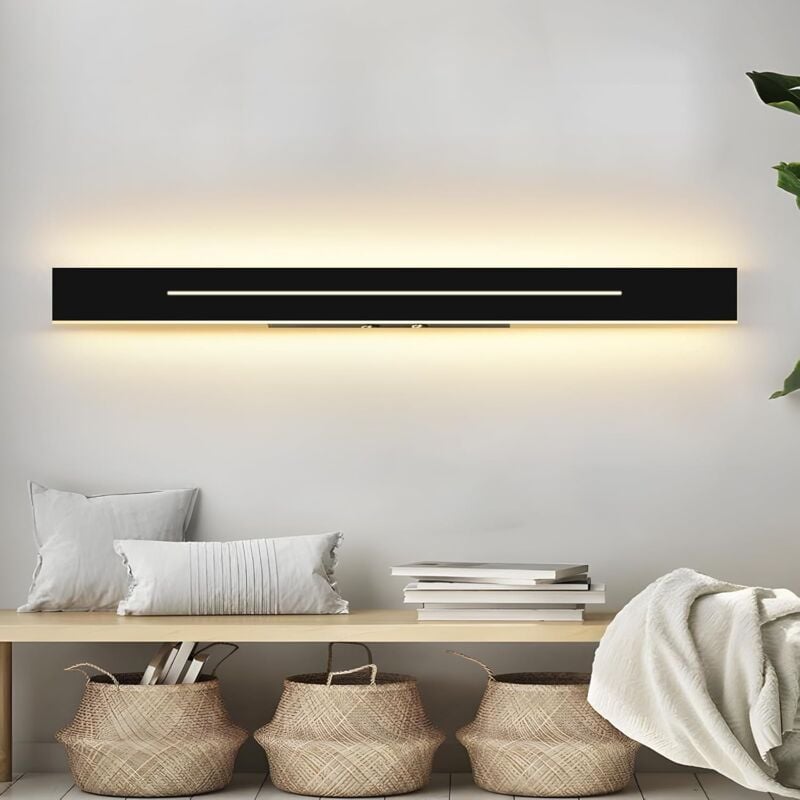 ZMH - Applique murale led - Moderne 3000K Blanc Chaud intérieur Lampe de Couloir Longueur éclairage mural pour salon, escalier, chambre - Noir 60cm