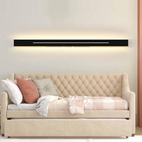 ZMH Applique murale LED - Moderne 3000K Blanc Chaud intérieur Lampe de Couloir Longueur éclairage mural pour salon, escalier, chambre - Noir 100cm