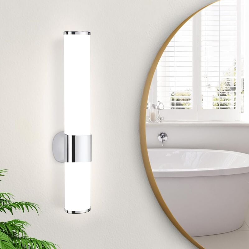 ZMH - Applique murale led pour salle de bain - 6 w - Lampe miroir pour salle de bain - 30 cm - Étanche IP44 - Chrome moderne - Blanc neutre 4000 k