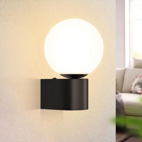 ZMH Applique murale moderne de salon à l'intérieur : lampe de couloir en noir et blanc, éclairage mural de salle de bain, boule de verre avec douille G9 max 40 W pour chambre à coucher, escalier.